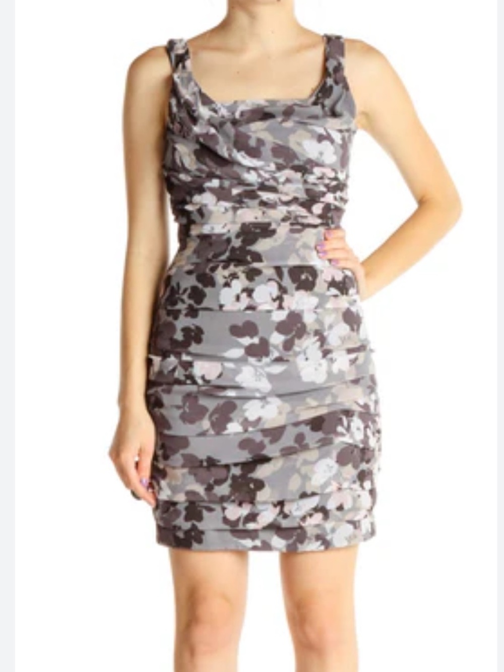 New Express Floral Ruched Dress
